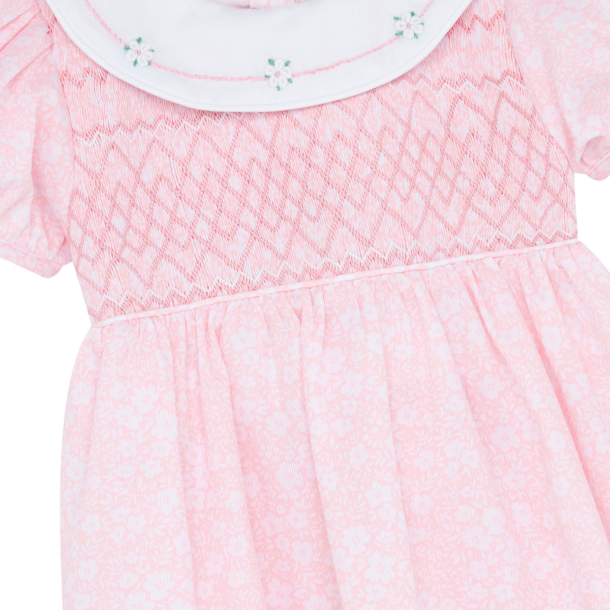 Charlotte Hand Smocked Embroidered Baby Dress Pink | Holly Hastie London