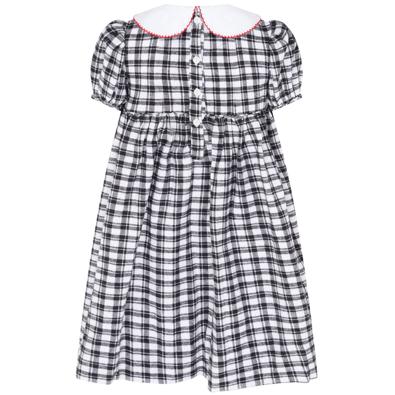 Little Princess Layla Hand Smocked Embroidered Check Baby Dress Black & White | Holly Hastie London