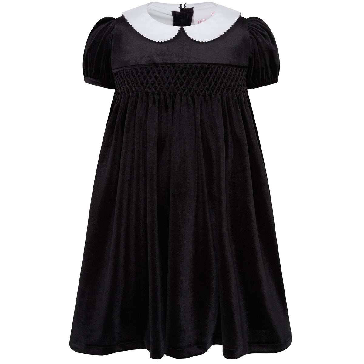 Princess Luna Hand Smocked Velvet Girls Dress, Black | Holly Hastie London