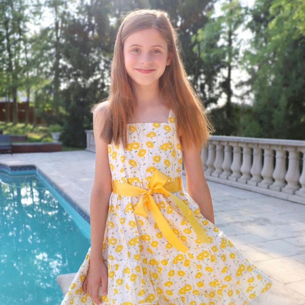 Summer Floral Girls Party Dress Yellow & White | Holly Hastie London