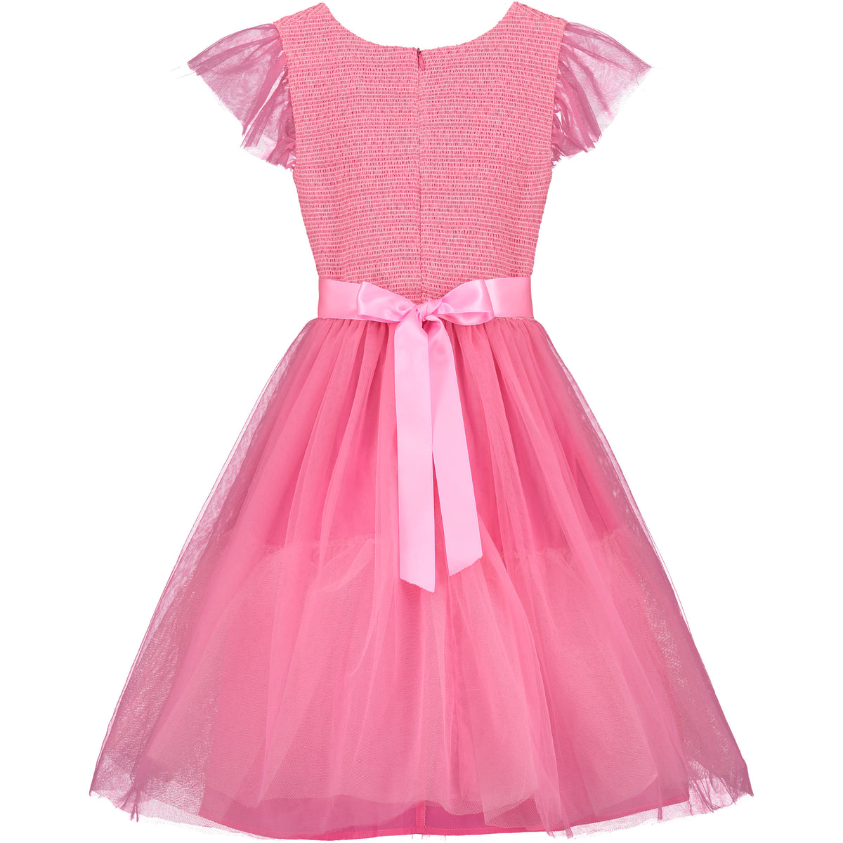 Girls Party Dress Confetti Candy Pink Embroidered Smocked Tulle | Holly Hastie London