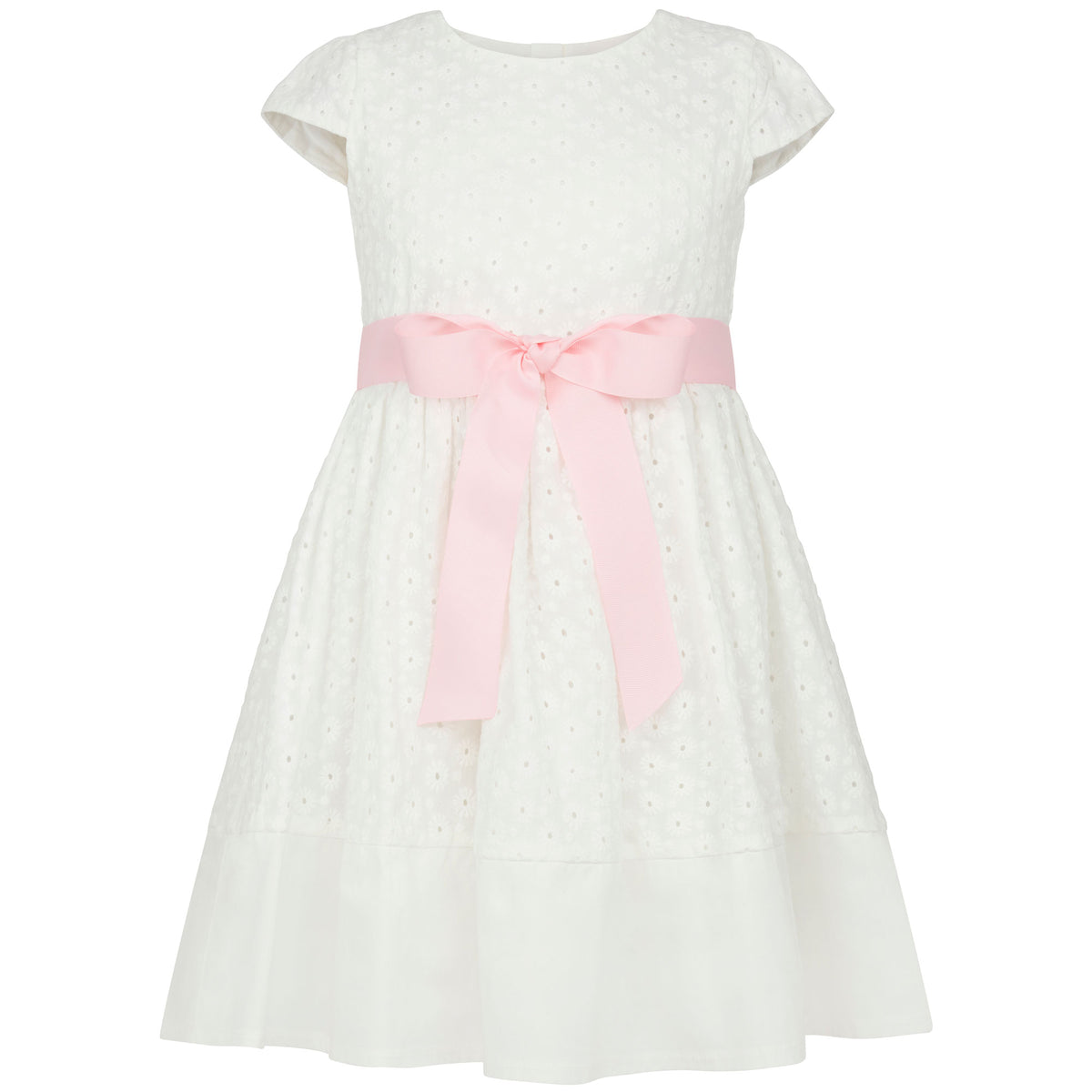 Grace Embroidered Cotton Flower Girls Dress, White & Pink | Holly Hastie London