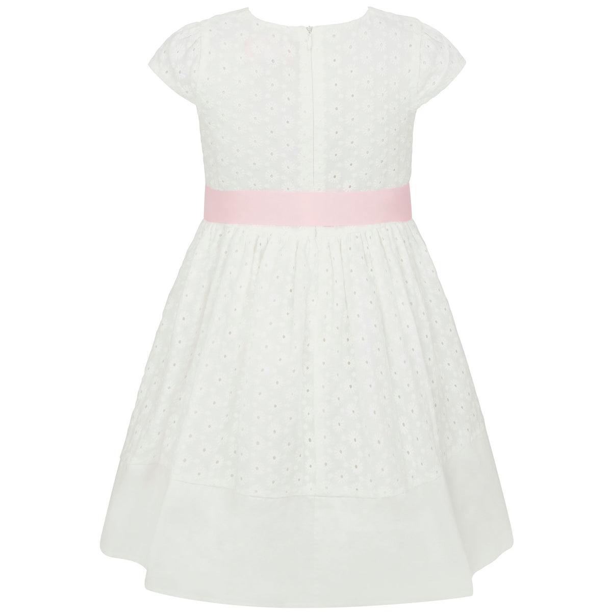 Grace Embroidered Cotton Flower Girls Dress, White & Pink | Holly Hastie London