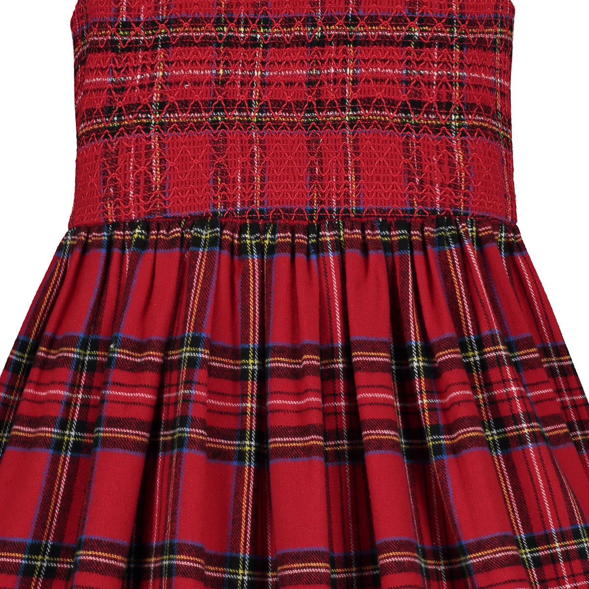 Girls Party Dress Bonnie Smocked Plaid Tartan Red | Holly Hastie London