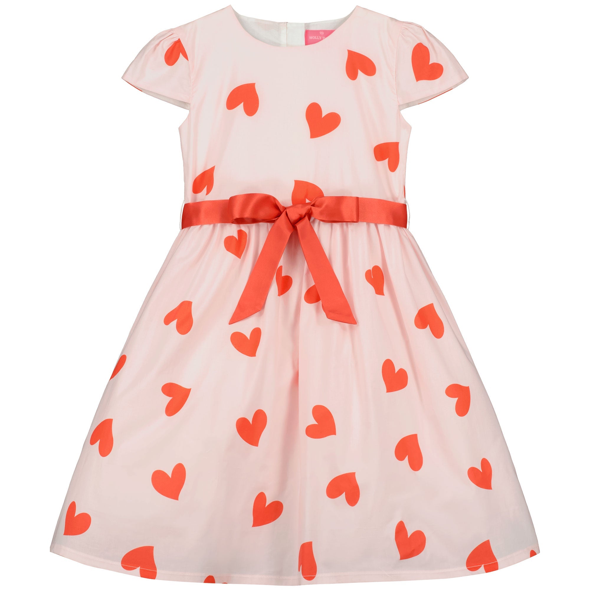 White dress with red love hearts sales